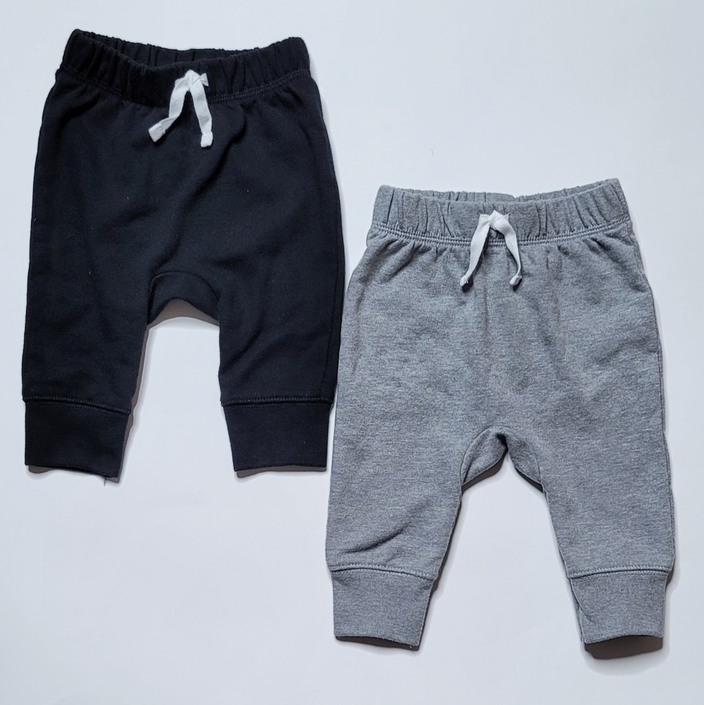 2pk French Terry Joggers- Cat & Jack Black/Gray 3-6M